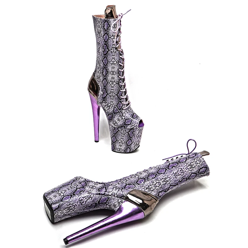 Leecabe 20CM/8Inch Snake  upper  lady fashion  boots   for  party  Platform  High Heels Pole Dance boot