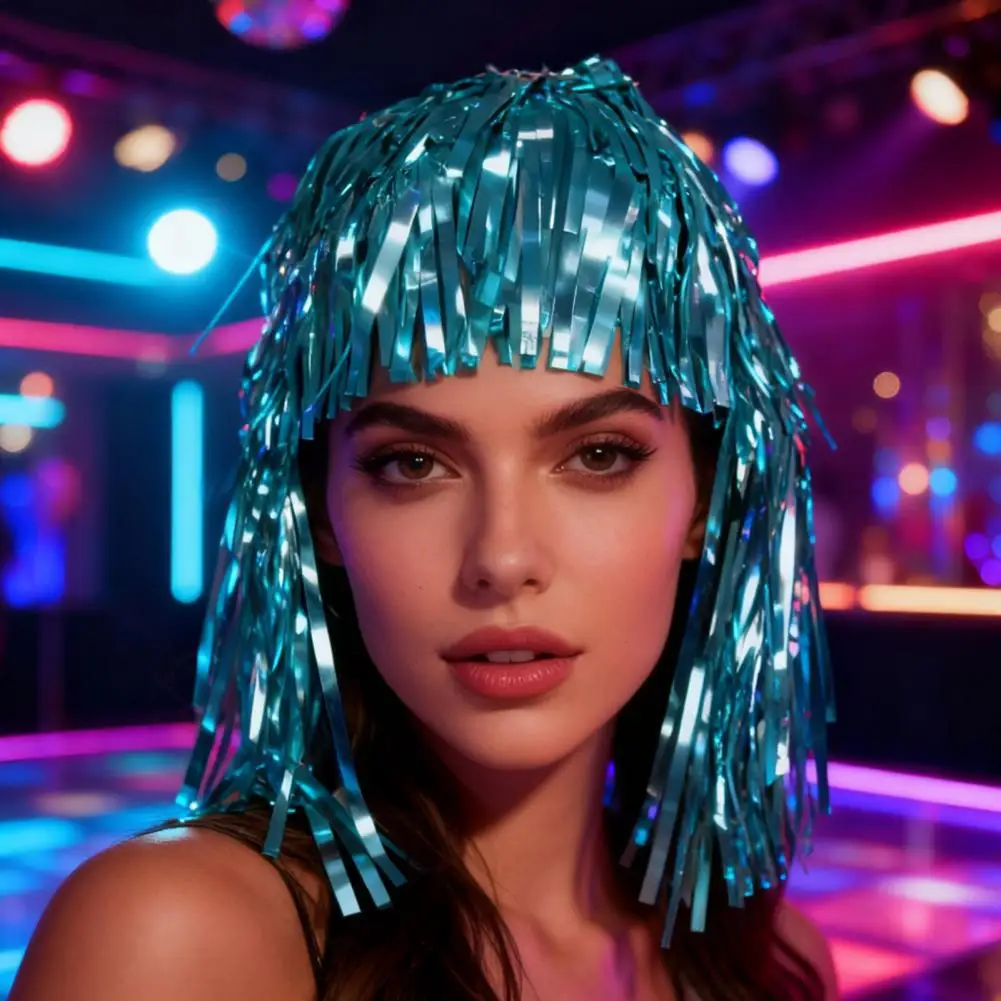 Shiny Metallic Party Hat for Festivals - close-up view