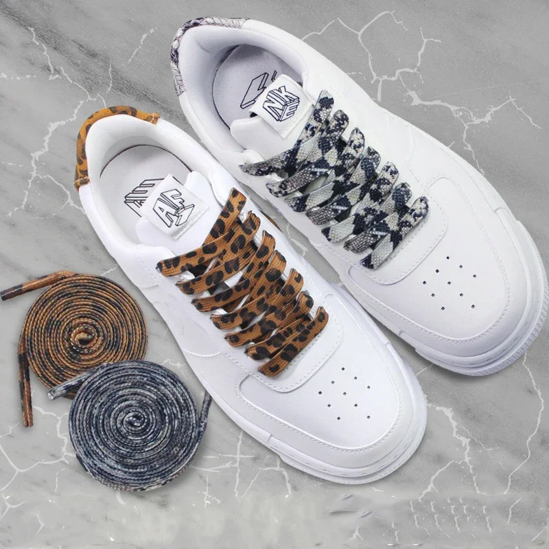 NEW Newest Classic Leopard Print Shoelaces Animal Patten Sneakers Canvas Shoe Lace Flat Leopard Zebra Tiger Snake Shoelaces