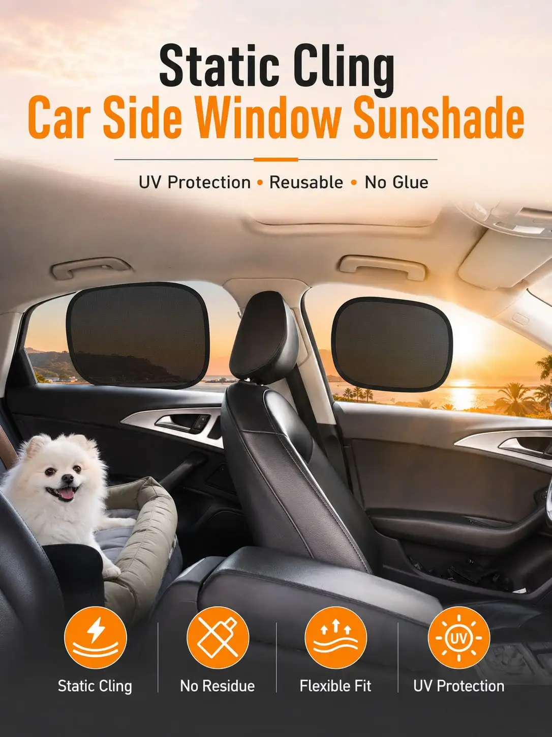 2Pcs Mini Car Side Window Sunshades, Electrostatic Adsorption, UV Protection Heat Insulation for Cars SUVs