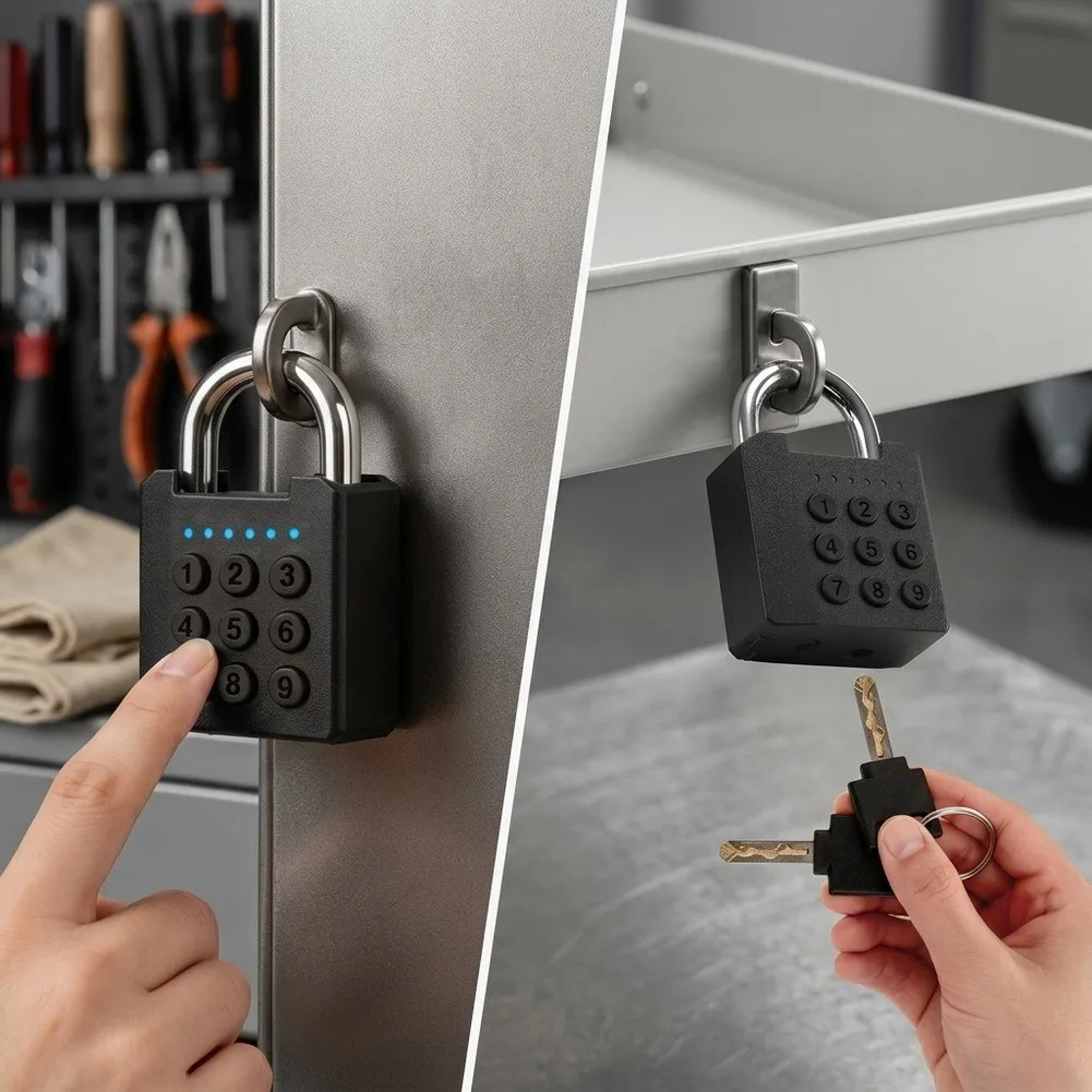 6 Digit Digital Combination Lock with 2 Physical Keys and IP65 Certification for Protection Against Rain Dust and Snow