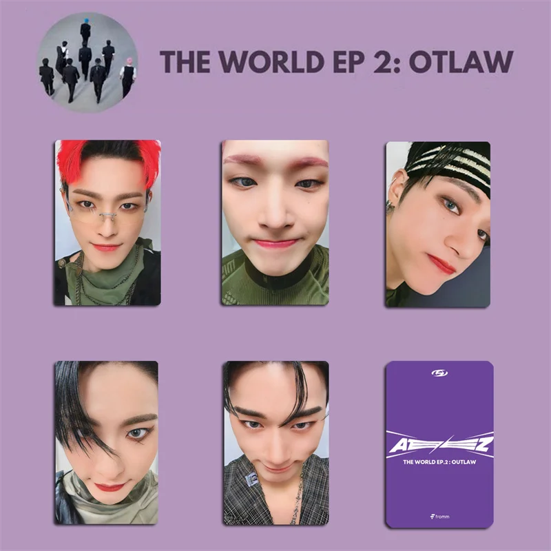 KPOP ATEEZ Boy THE WORLD OUTLAW 앨범 LOMO Hongjoong Seongha Yunho Younho Yoosang 얼굴 엽서 사진 카드, 8 개/세트