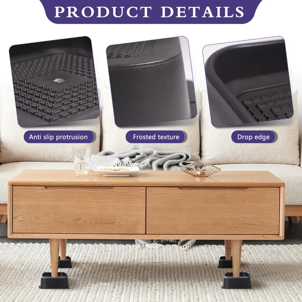 رافعات سرير 2 بوصة شديدة التحمل 4 عبوات، رافعات أثاث على شكل حرف L مقاس 2 بوصة تدعم 5000 رطل، رافعات رفع كبيرة الحجم لإطار سرير النوم