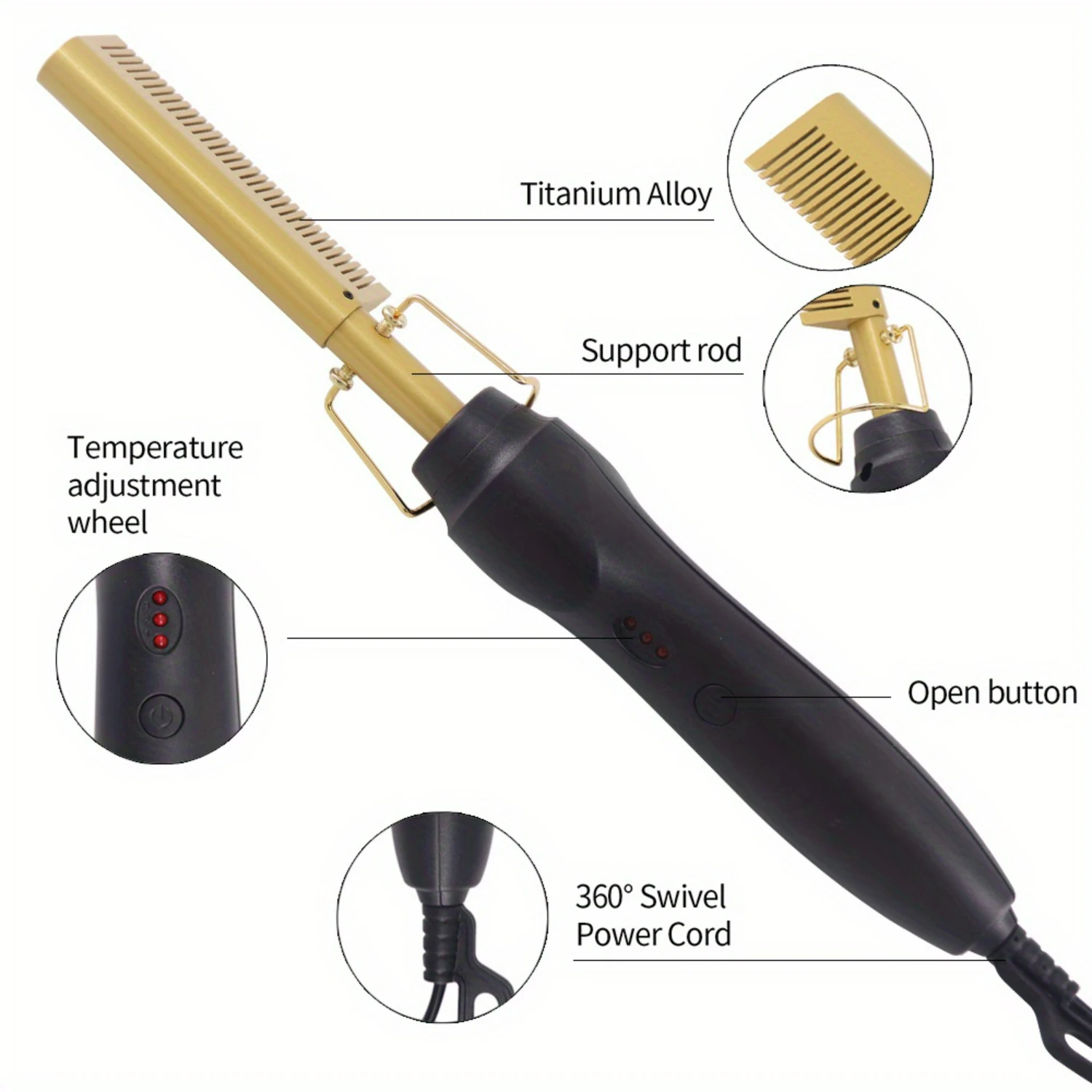 مشط ساخن متعدد الأغراض بدرجة حرارة عالية لفرد تجعيد الشعر المذهل وتوزيع الحرارة المتقدم حتى سبيكة هاي