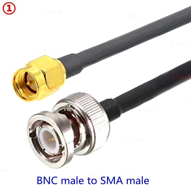 Q9 BNC Male To SMA Male Crimp for RG58 Coax Extension Connector RPSMA Male To BNC Right Angle Cable Fast Delivery Brass RF