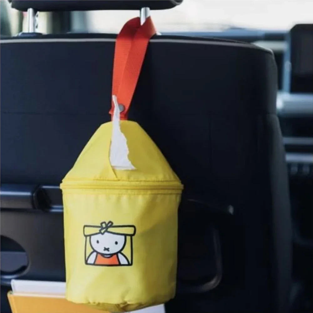 Bolsa de almacenamiento de papel en rollo multifuncional para colgar en coche, conejo Miffy con estampado de dibujos animados Kawaii, bolsa de pañuelos, regalo de Navidad