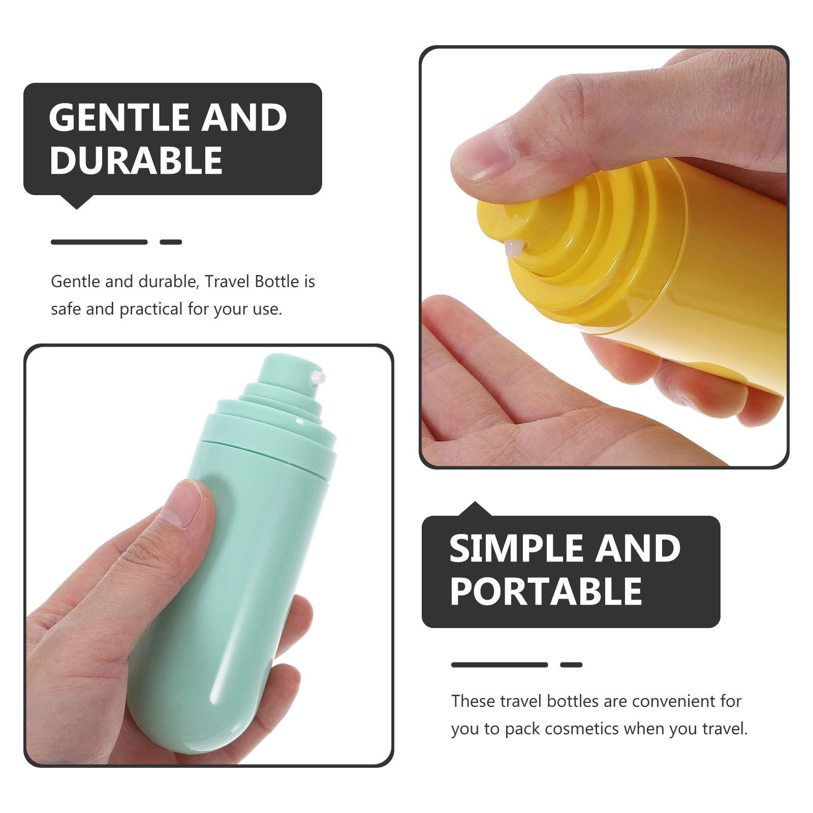 

2pcs Travel Bottles Sub Bottles Portable Leak-Proof Refillable Empty Shampoo Lotion Dispenser Small Lightweight