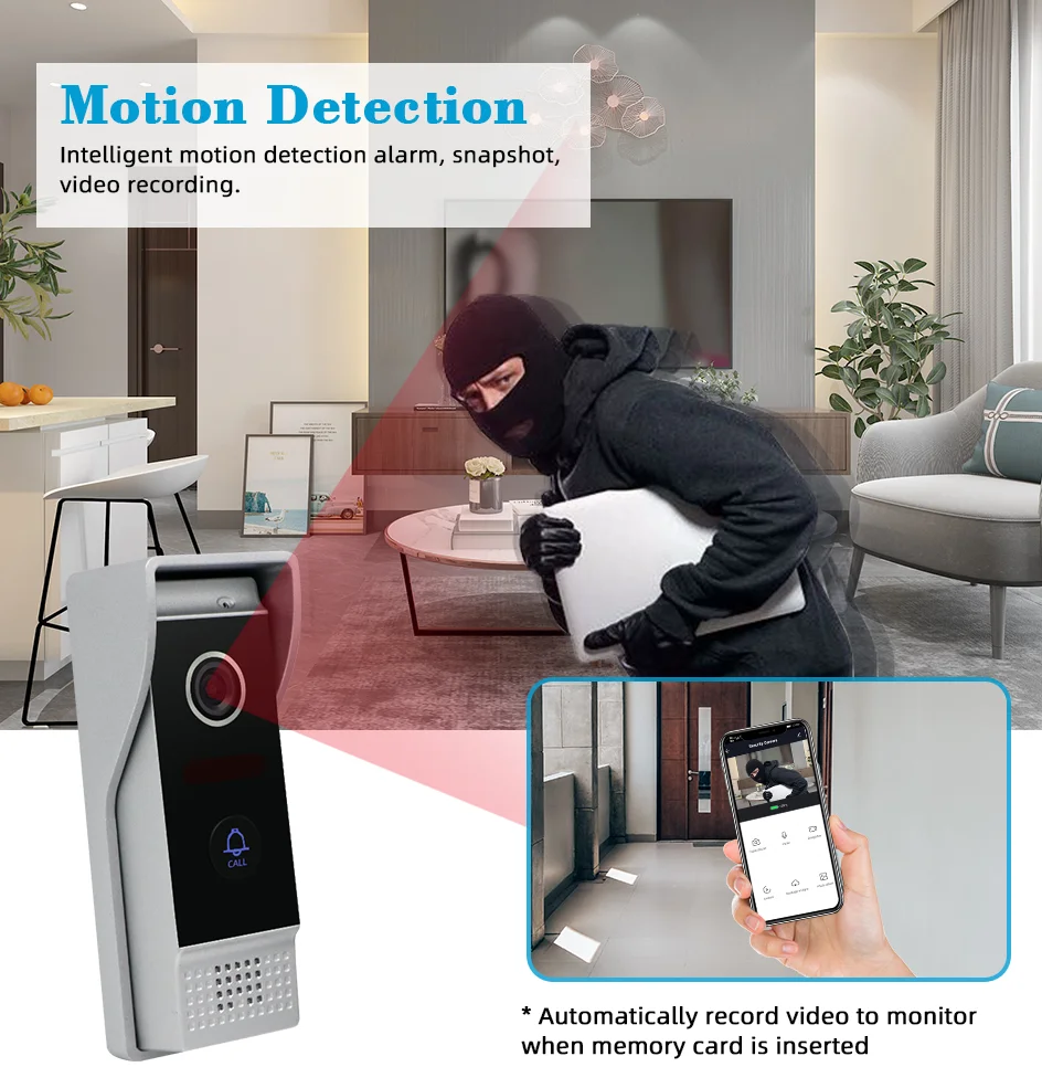 Joytimer WiFI Smart Video Door phone Video Intercom System Apartment Villa AHD Video Doorbell Full Touch Screen Motion Detection