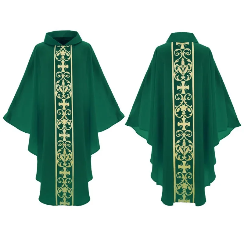 2025 22 disfraz de Halloween monje Iglesia sacerdote capa estampado cruzado bata vestido Jesús religión Cristo ministro clero hombres vestido capa fo