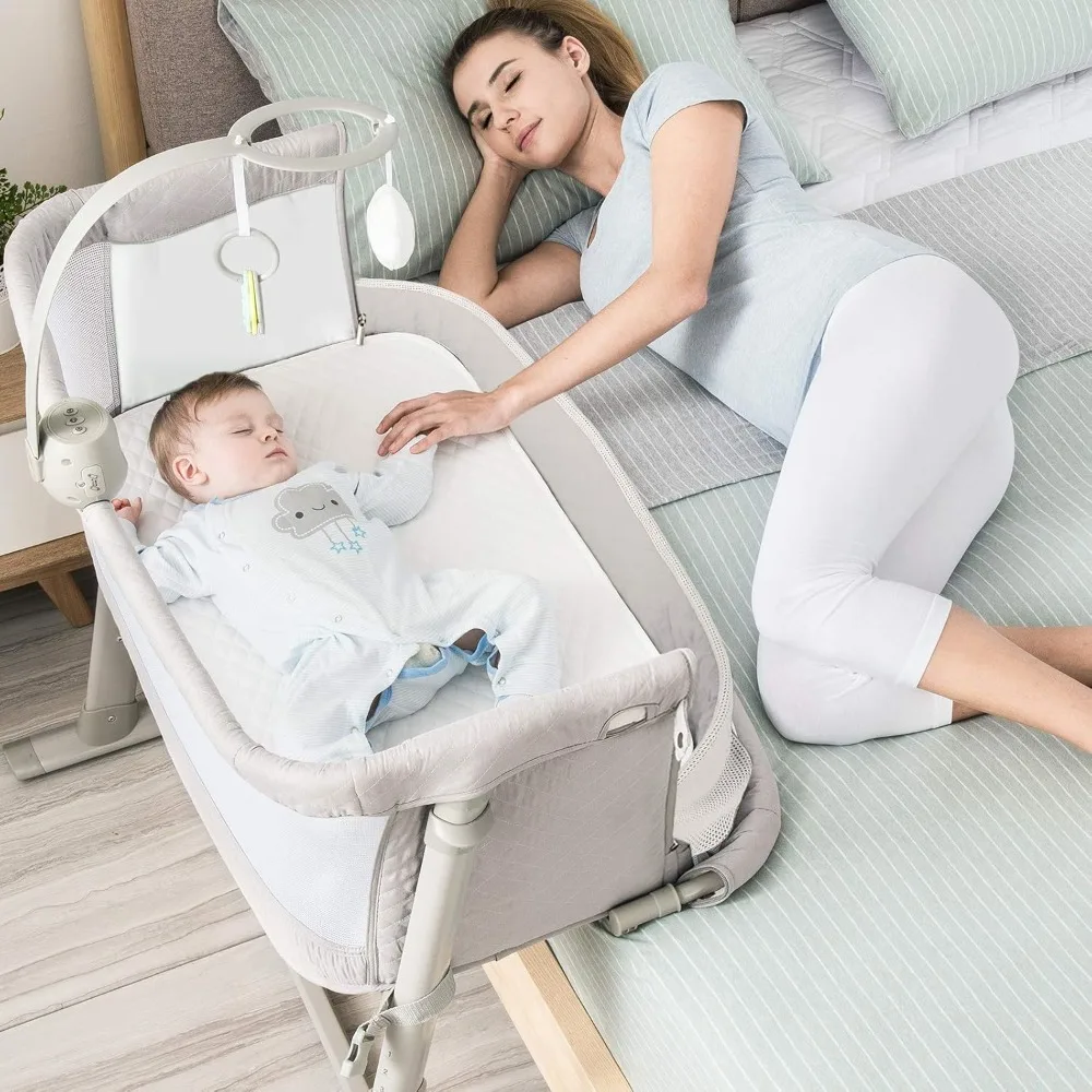 Bassinet, Bedside Sleeper Cribs,Baby Bed to Bed, Adjustable, Portable for Newborn, Infant