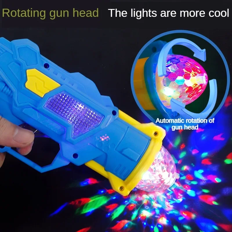 Children\'s Electric Luminous Toy Gun Color Projection Gun Flash Music Sound and Light Pistol Birthday Gift for Boys and Girls