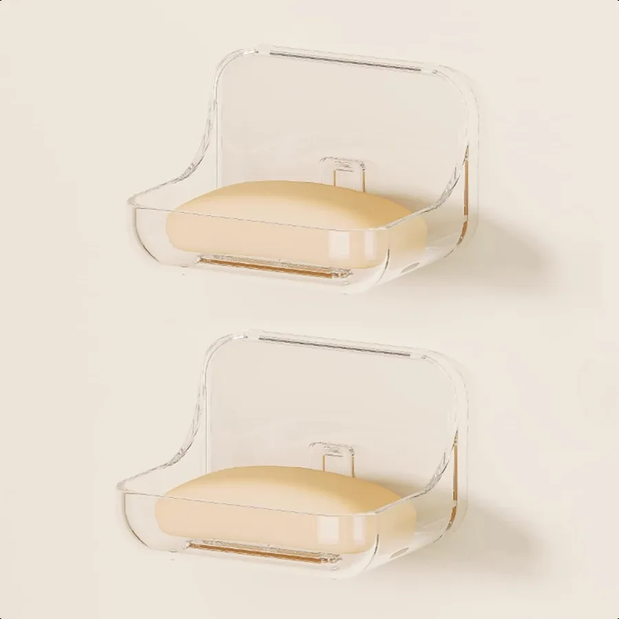 

Soap Dish 2 Pack Soap Holder Plastic Adhesive Soap Holder for Shower Wall Bathroom Tub and Kitchen Sink Drill Free and Clear