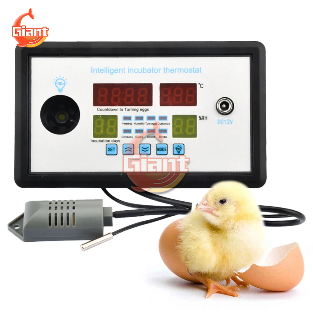 Multifuncional Ovo Incubadora Controlador Temperatura Automática Controle de Umidade Termostato Incubação ac 110220v dc 12v W9005