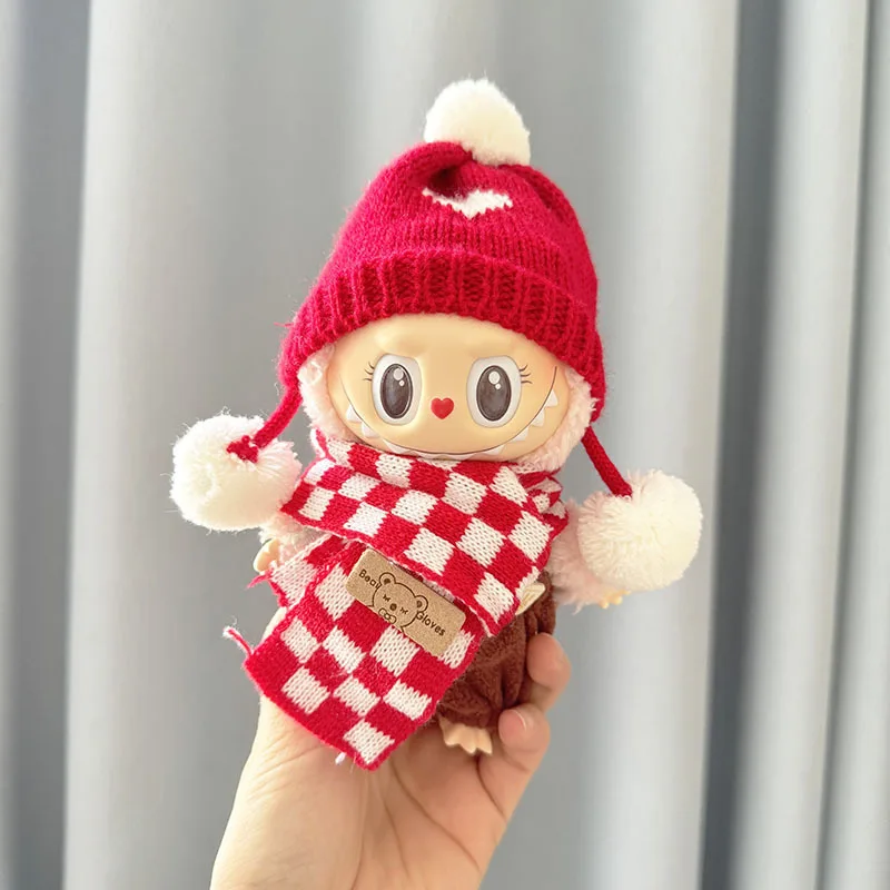 Para labubu v1 v2 v3 boneca cachecol macacão terno diy bonito terno para labubu roupas vestir-se acessórios de decoração presentes das crianças