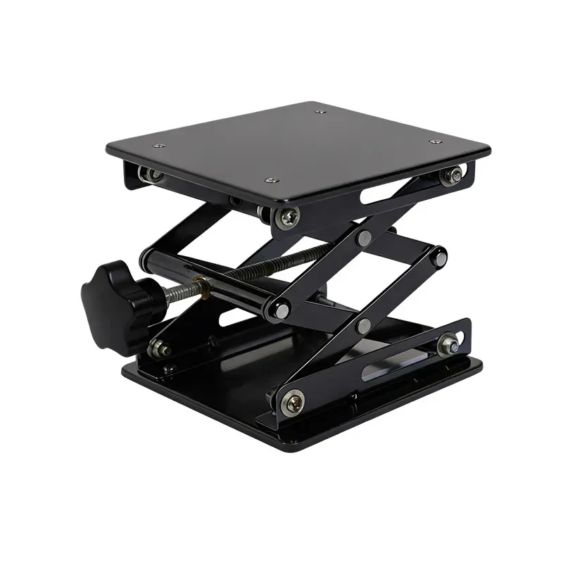 Small Manual Hand Cranked Lab Jack, Anodized Aluminum Height Adjustable Lifting Platform for Laboratory Experiment