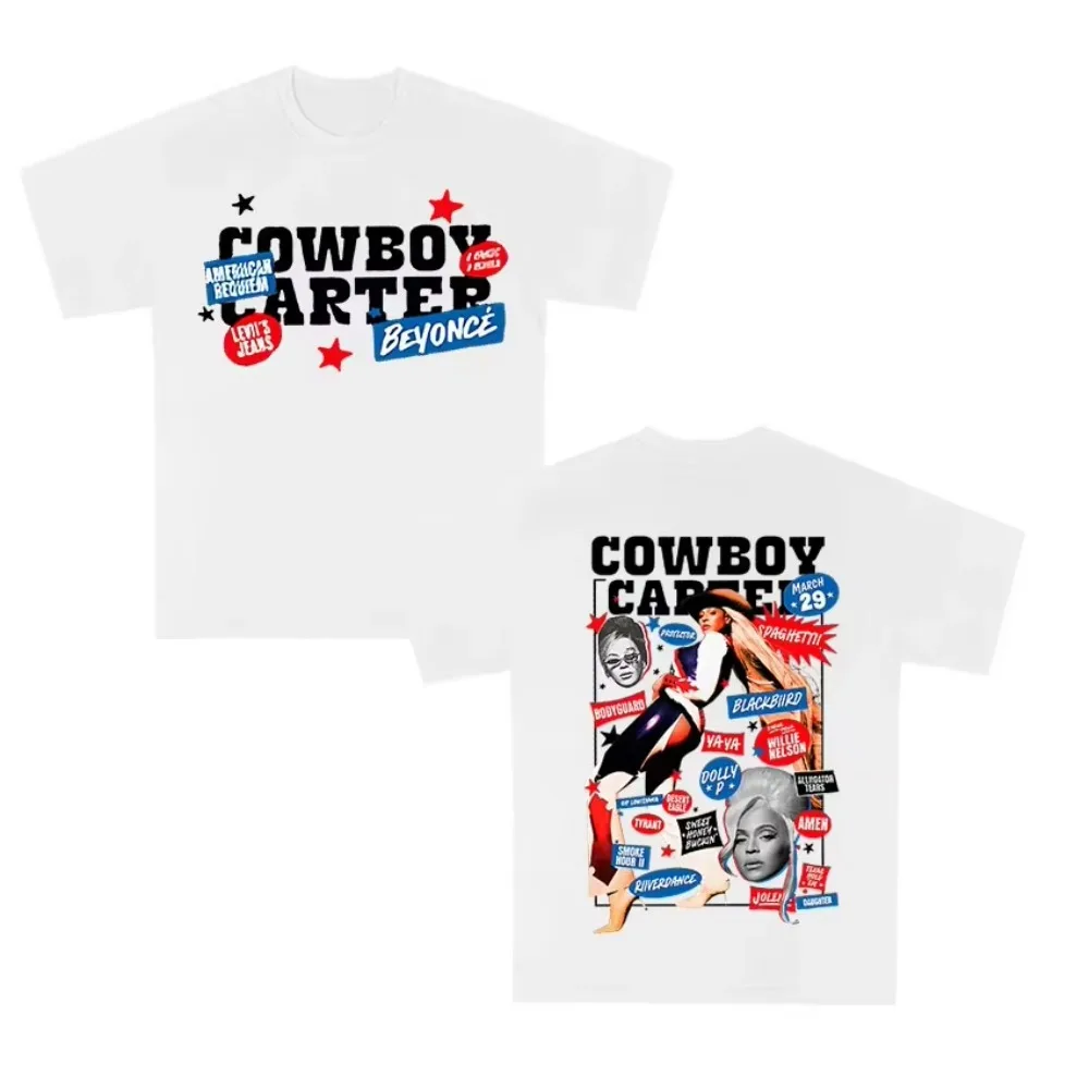 2025 sänger Beyonce Cowboy Carter Tour Neue T Hemd Männer Frauen Retro Ästhetischen Hohe Qualität T-shirt Mode Baumwolle Tees Streetwear