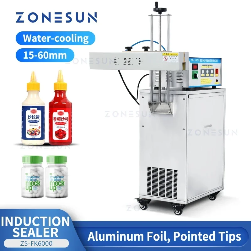 

ZONESUN ZS-FK6000 Automatic Induction Sealer Aluminum Foil Bottle Cap Plastic Lid Packaging Line