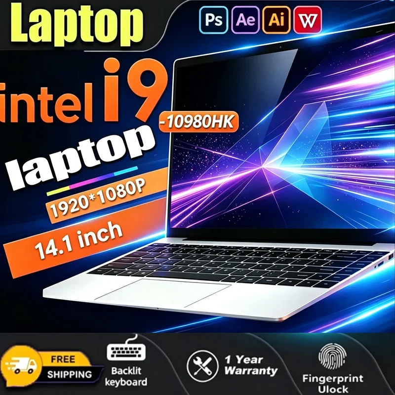 Portable 14.1 Inch Laptop Intel Core i9 10980HK 16GB DDR4 1TB 2TB SSD Gaming Notebook Computer PC Gamer Office Laptop
