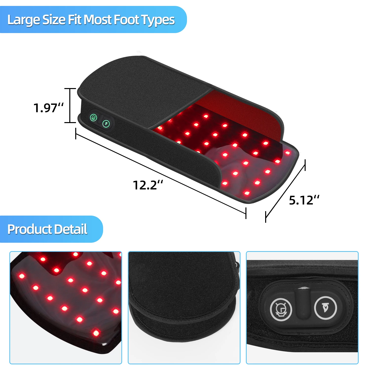 660nm&850nm Red Light Infrared for Feet Pain Slippers for Foot Pain Relief,Injury Recovery,Muscle Relaxation Heating Pad