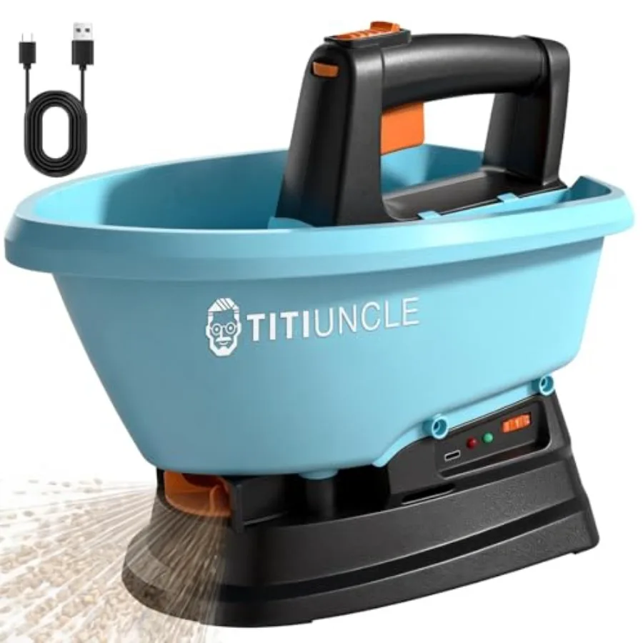 

Электрический ручной разбрасыватель семян 3 л, 7.2В, на аккумуляторе, для 135 видов семян трав, удобрений, соли, реагентов для таяния льда, большая площадь распыления 6400 кв. футов