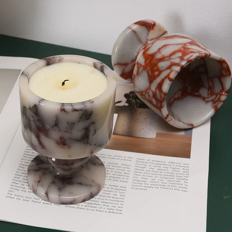 Natural Bulgari Marble Aromatherapy Cup Modern Nordic Stone Candle Ornaments For Living Rooms Home Decor