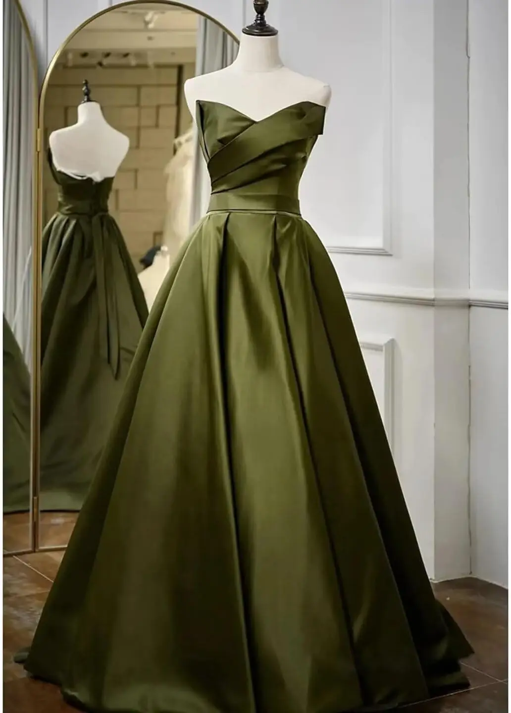 Satijnen lange strapless baljurk met zakken, strapless elegante formele dinerjurk voor dames, a-lijn off-shoulder cocktailpartyjurk