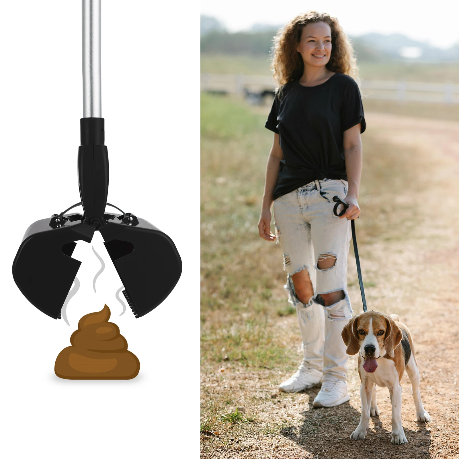 Pooper Scooper for Dogs Foldable Sanitary Dog Waste Pick Up for Dogs Cats Duck Feces Collection