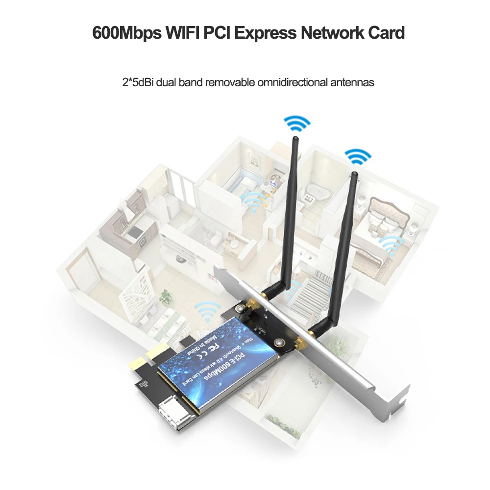 

600M Wi-Fi адаптер Band 5 ГГц/2,4 ГГц, Беспроводная Bluetooth-совместимая сетевая карта PCI-E 4,0 PCI-E антенны EP-9619 600M W