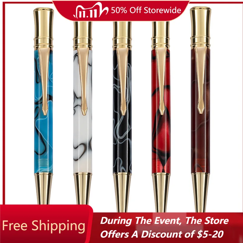 

Роскошная металлическая вращающаяся шариковая ручка, черная, 0,7 мм, сменный блок, бизнес-реклама, акриловая шариковая ручка среднего размера, каваи, канцелярские принадлежности