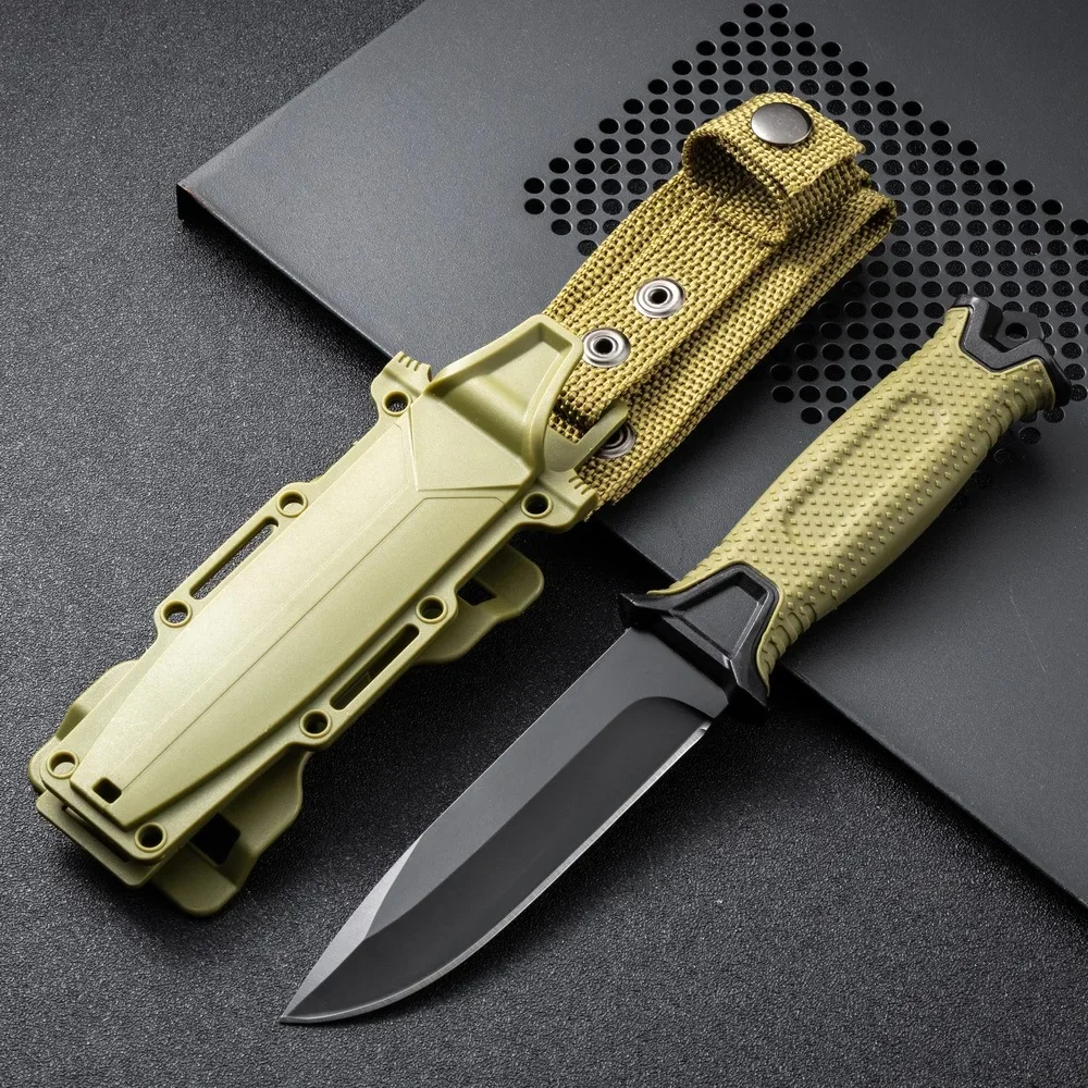 2024 New Stainless Steel Tactical Knife, Wilderness Survival Knife, Portable Self-Defense Straight Knife Set