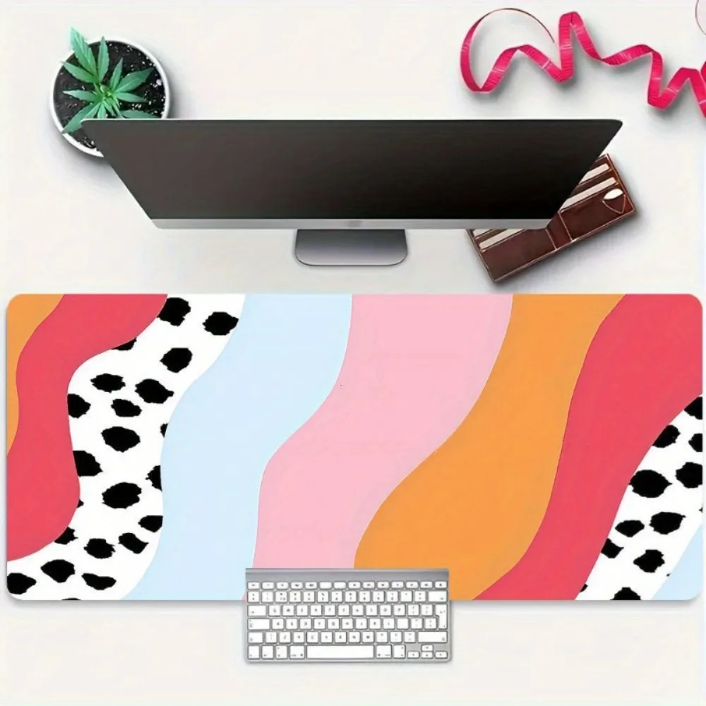 Fun style, colorful and variegated wave pattern design, high-quality rubber bottom, durable desk pad, office desk accessory