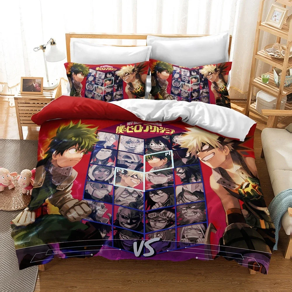 Popular My Hero Academia 3d Duvet Cover Set Pillowcase Midoriya Izuku Bakugou Katsuki Printed Bedding Set Twin Queen King Size