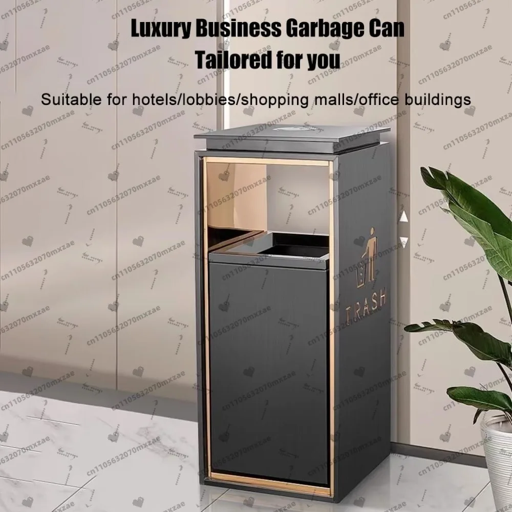 سلة المهملات التجارية الخارجية، سلة المهملات الداخلية والخارجية المصنوعة من الفولاذ المقاوم للصدأ مع غطاء، للمكتب ومدخل مصعد المطعم