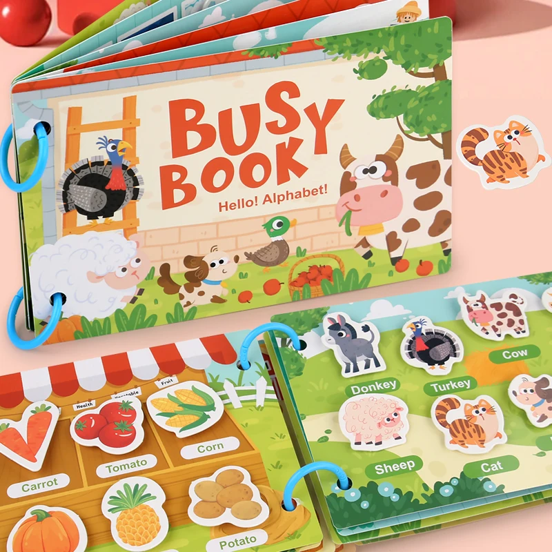 Children's Early Learning Enlightenment Busy Book, Repeatedly Sticky Paper, Quiet Book, Baby Puzzle, Science Teaching Toys