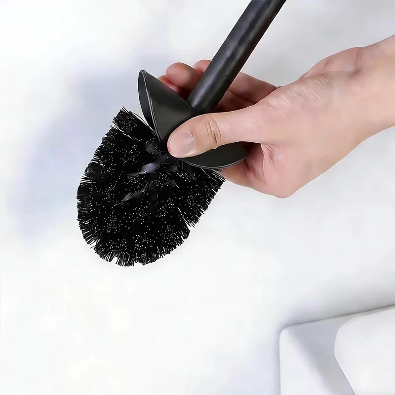 2026 Hot Sale Modern Inlaid Tile Embedded Stainless Steel Head Recessed Toilet Brush Niche Invisible With Silicone Brush Head