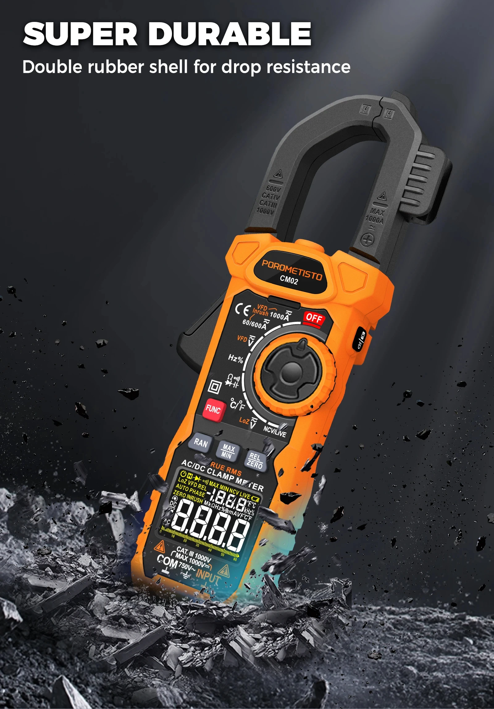 Digitales Zangenmessgerät Multimeter AC/DC 600A/1000A Amperemeter True RMS Multimeter Hochpräzise Kapazitätsmessung NCV Ohm Hz Spannungsprüfer – Detail 39