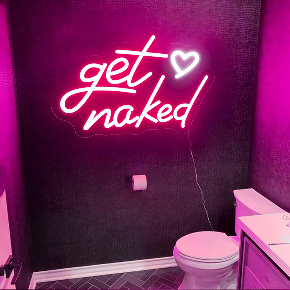 Get Naked Neon Sign, Neon Light LED Wall Decor Signs for Bedroom Bathroom Room Decor Valentines' Day Couple Boyfriends Gifts