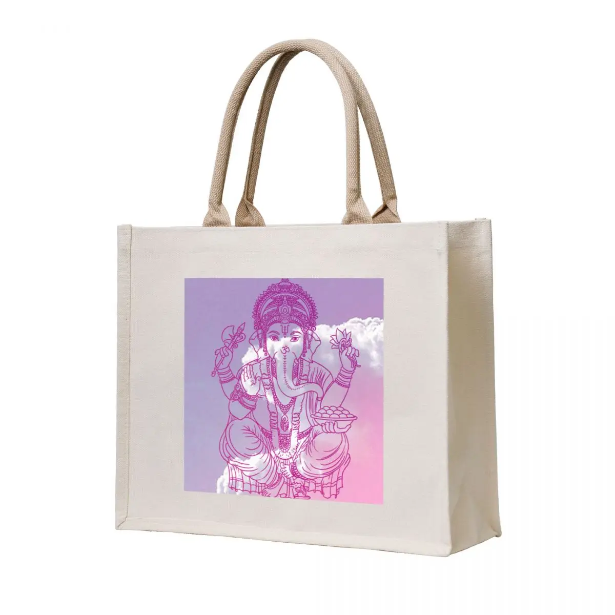 Индуистский бог Ганеша, линия слона, векторная иллюстрация, цвет, азиатский духовный символ, восточная мудрость, йога, большая сумка