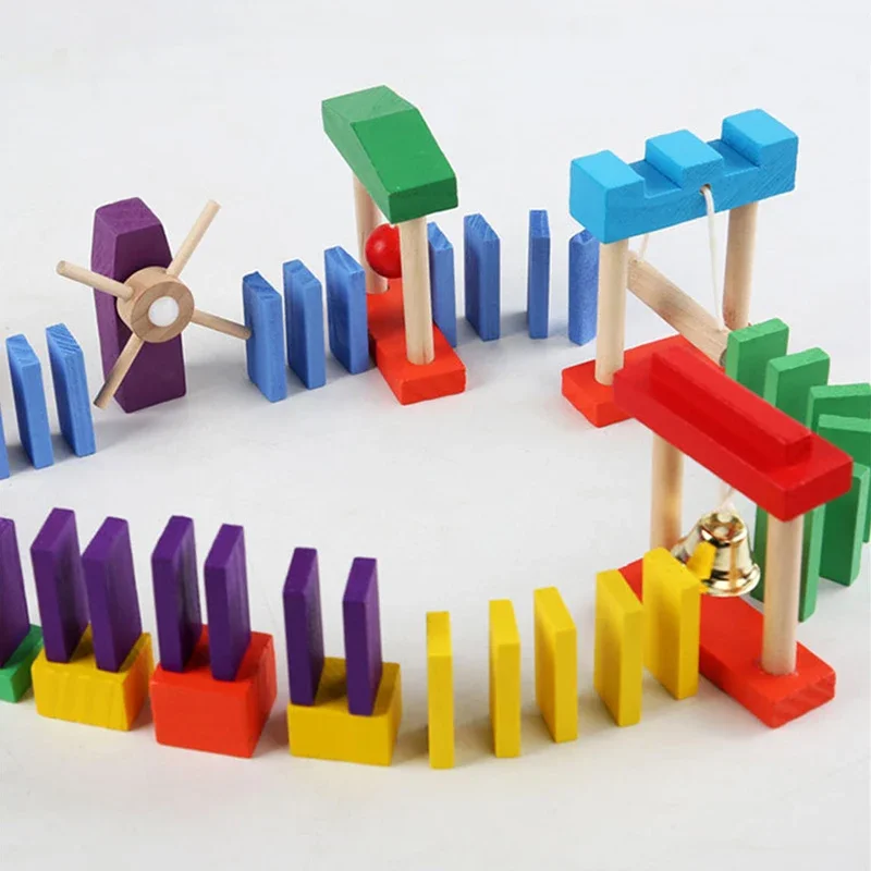 Kids Rainbow Wooden Domino Toy Color Sort Institution Accessories Organ Blocks Kits Brain Thinking Train Early Educational Toys