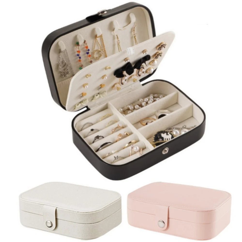 

Большая шкатулка для украшений: органайзер для хранения ожерелий, браслетов, серег и колец из ПУ, идеально подходит для путешествий, отличный подарок