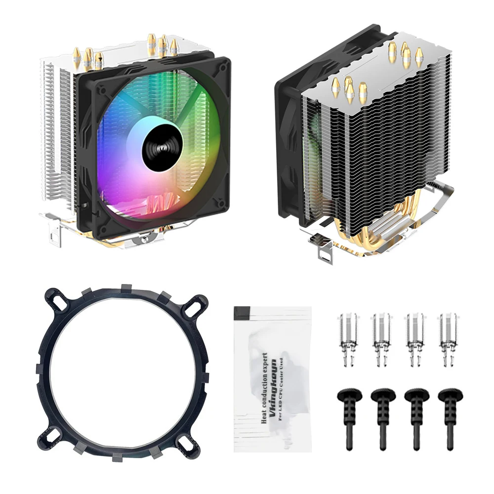 TEUCER CPU Cooler 4 Heat Pipes PC Radiator Cooling 3PIN PWM Silent Rgb Fan For Intel 1700 1150 1155 1156 1366 AM2/AM3/AM4 AMD