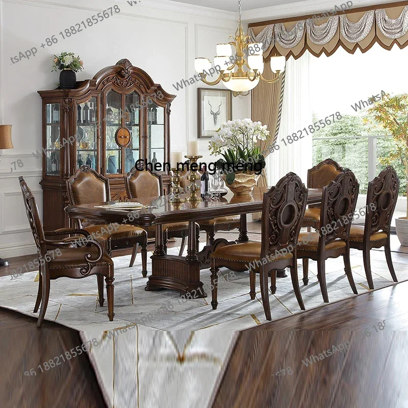 Europeu retro madeira maciça longa mesa de jantar país americano mesa de conferência casa mesa de jantar restaurante h