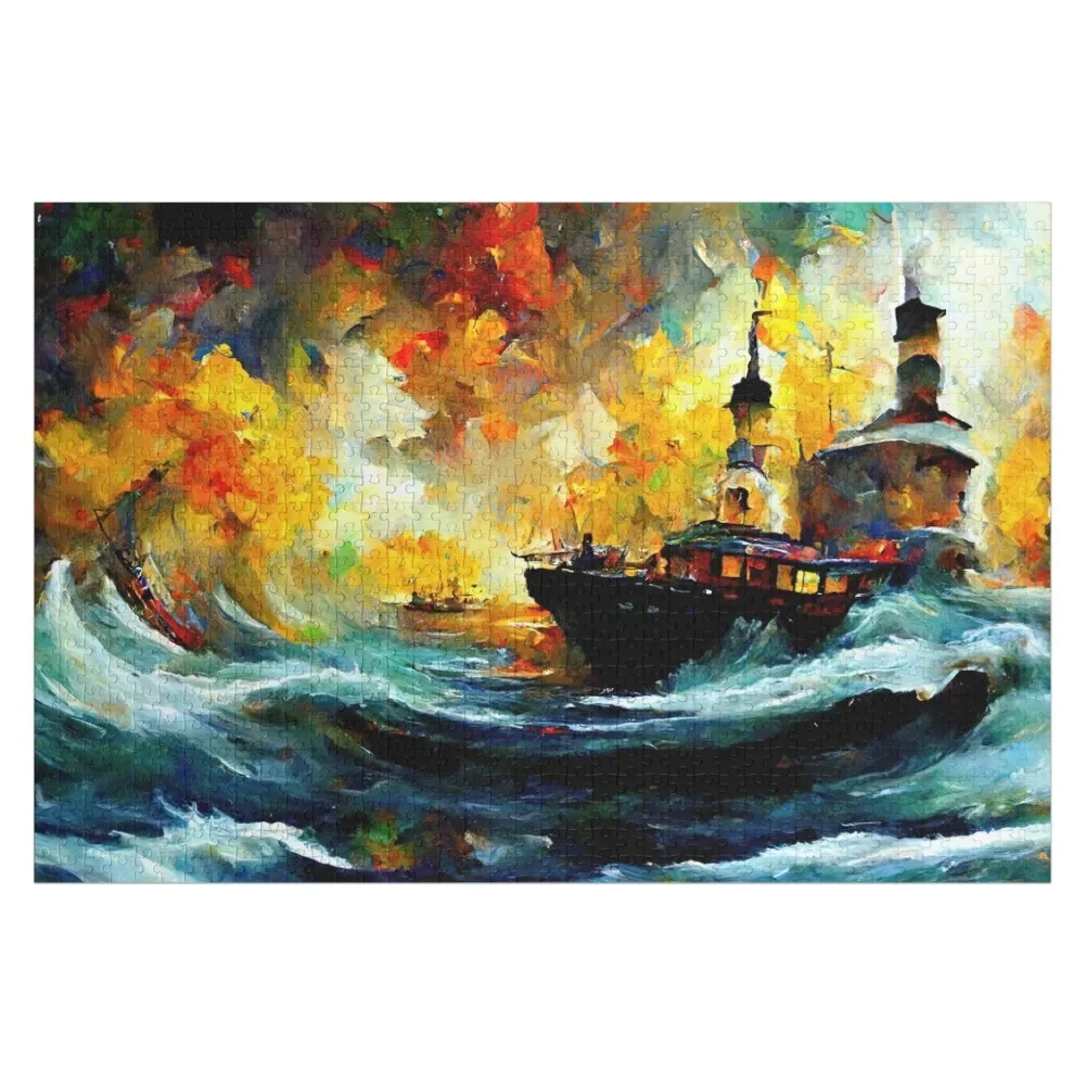 Vivid Boat in a Storm Jigsaw Puzzle Wooden Adults Custom Kids Toy Puzzle