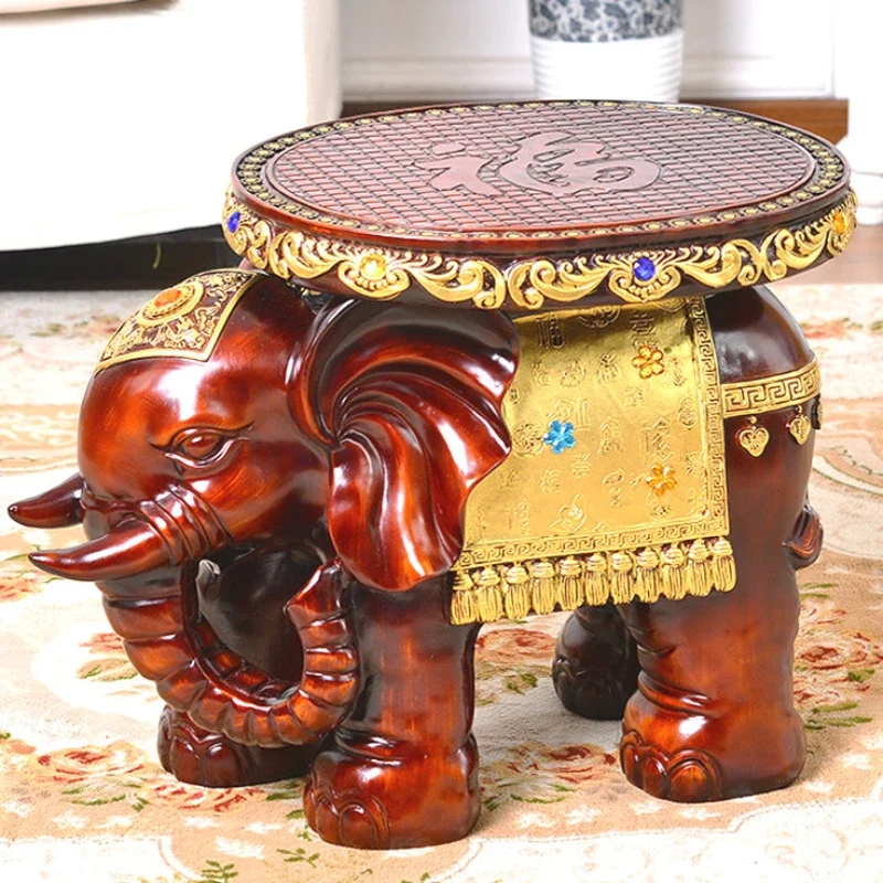 New Elephant Shoe Stools, Resin Cartoon Children's Stool, Fine Craft Ornaments, Office Home Decorative Wooden Bench