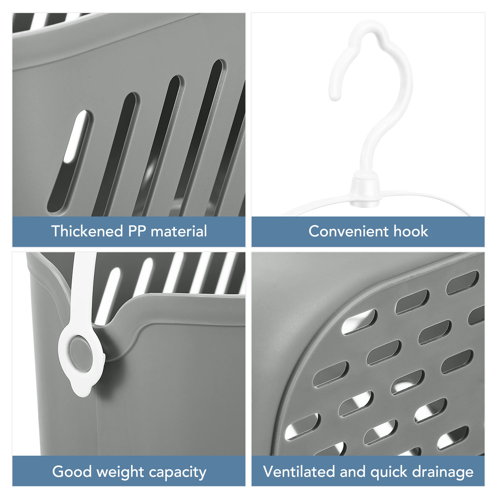 

Plastic Kitchen Hanging Basket Rotatable Hook Waterproof Rustproof Hollow Drain Shower Storage Organizer Basket