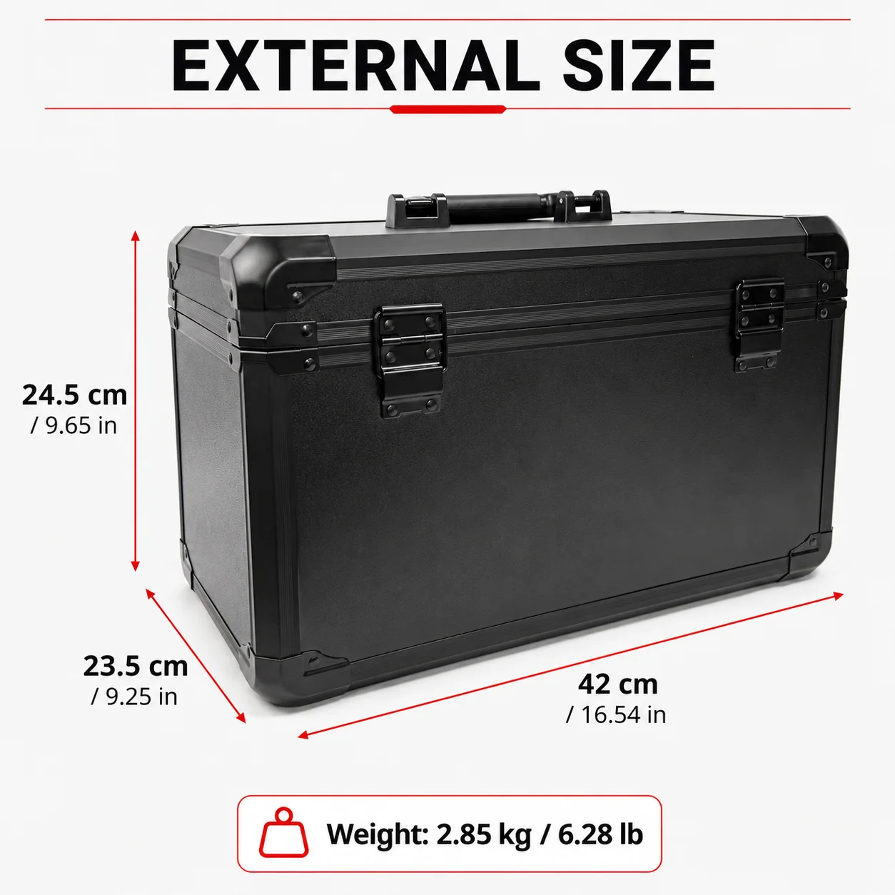 KUNAISI Schwarzer Aluminium-Werkzeugkoffer Abschließbare Aufbewahrungsbox Großraum-Organizer für Auto-Folierung PPF Tönungswerkzeuge Zubehör – Detail 5