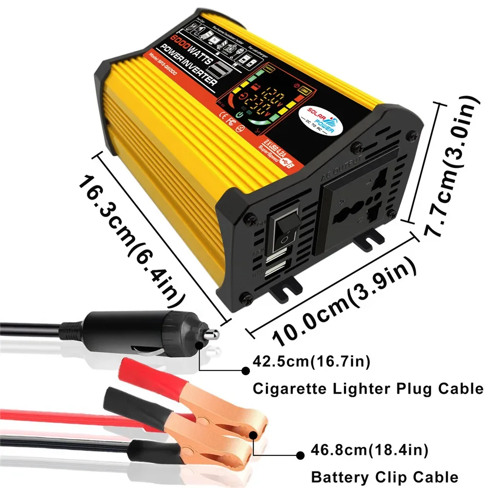 1000W 전원 인버터 12v ~ 220v 110vDC ~ AC 사인파 태양광 변환기 변압기 자동 인버터 12 V 220 V 110 V 자동차용