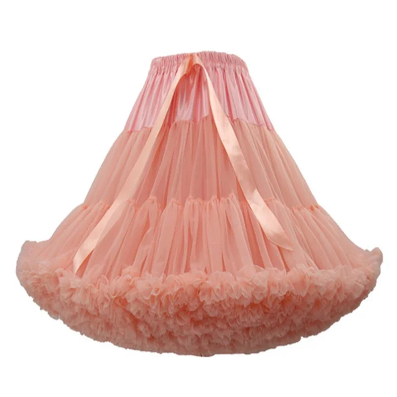 Tutu de princesse en tulle pour femme, jupe mi-longue au genou, sous-jupe multicouche, costume de ballet gonflé doux des années 50, jupon pour femme