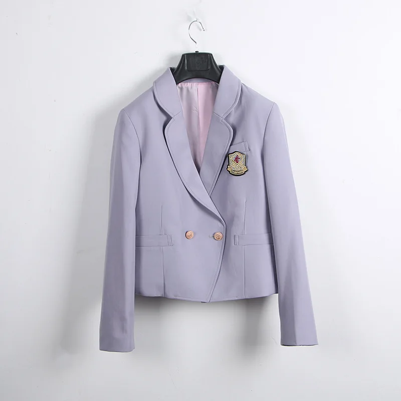 2024 Women's Short Suit Blazer Japanese Uniform Jacket Long Sleeve Coat For Stundent Lady Girls JK School Anime Clothes Violet