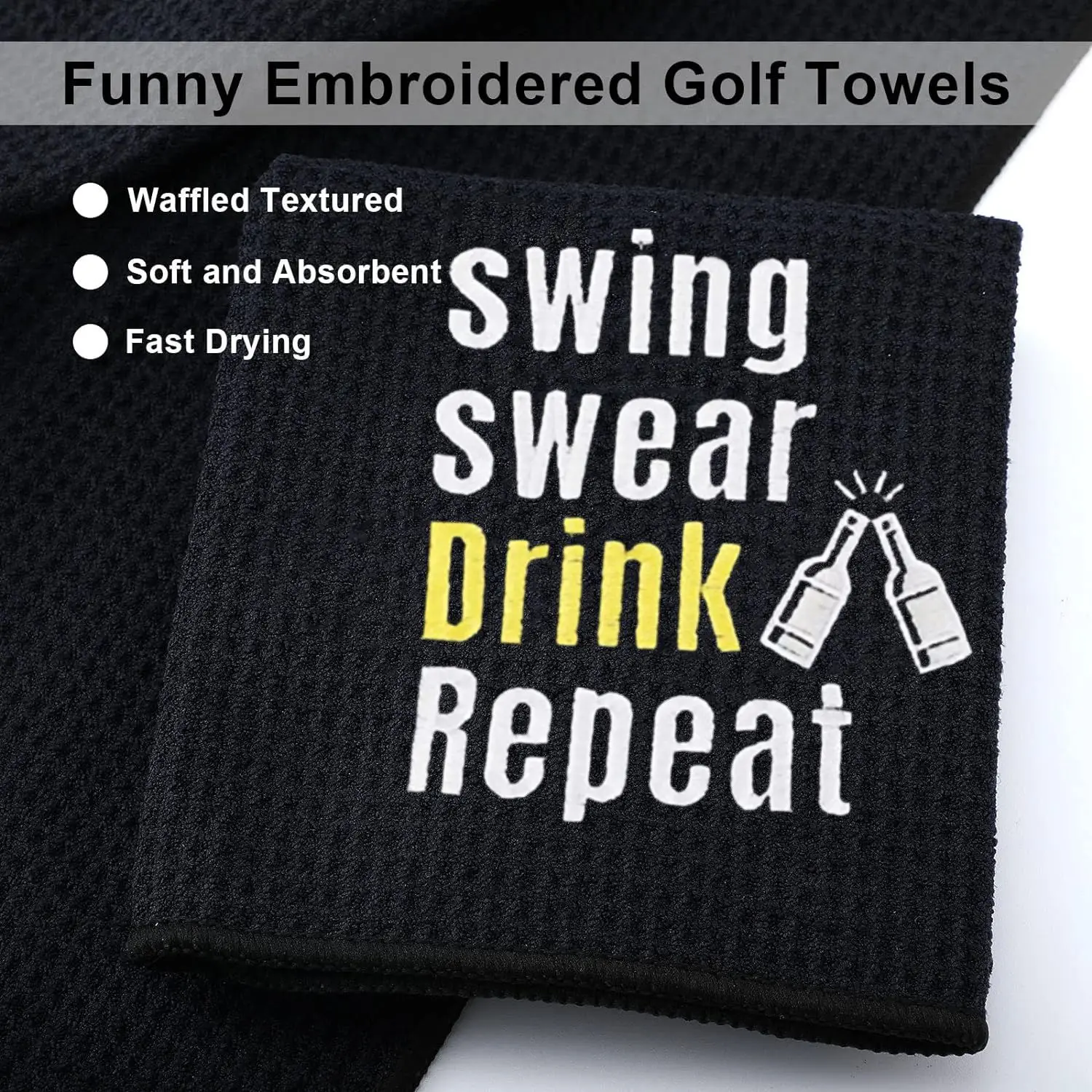 Funny Embroidered Microfiber Premium Golf Towel, Golf Accessories for Men Golfers Dad Boyfriend Husband Birthday Retirement